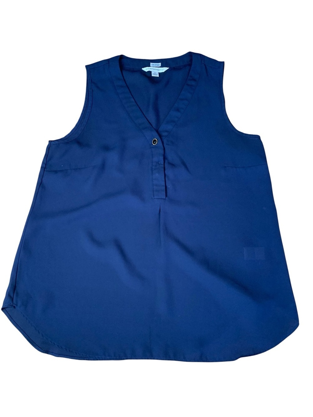 Counterparts Navy Blue V-Neck Sleeveless Blouse - Size Medium